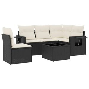 vidaXL Garden Sofa Set Black and cream white