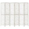 vidaXL Room Divider 6 Panels White Solid Wood Paulownia