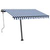 vidaXL Freestanding Manual Retractable Awning 118.1"x98.4" Blue/White