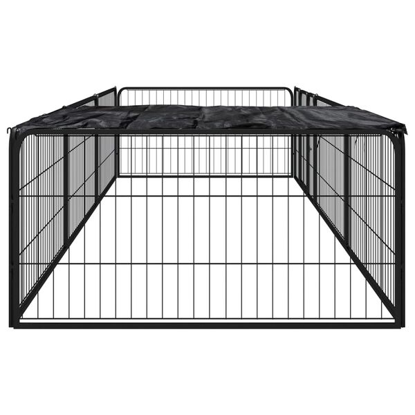 vidaXL Dog Playpen Black Powder-coated steel, Polyethylene