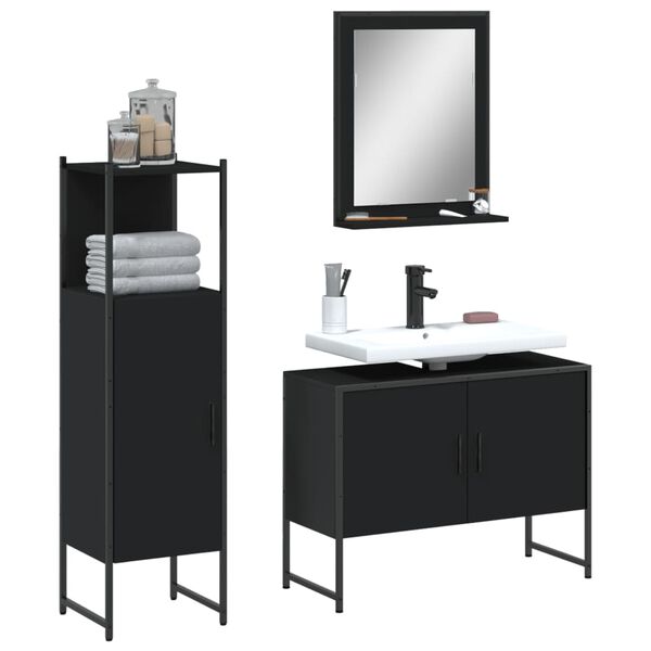 vidaXL Bathroom Cabinet Set Black