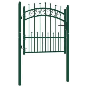 vidaXL Fence Gate with Spikes Steel 39.4x39.4" Green