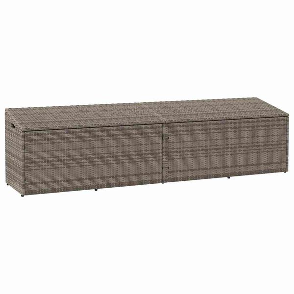 vidaXL Garden Storage Box Grey PE rattan, Powder-Coated Steel Large