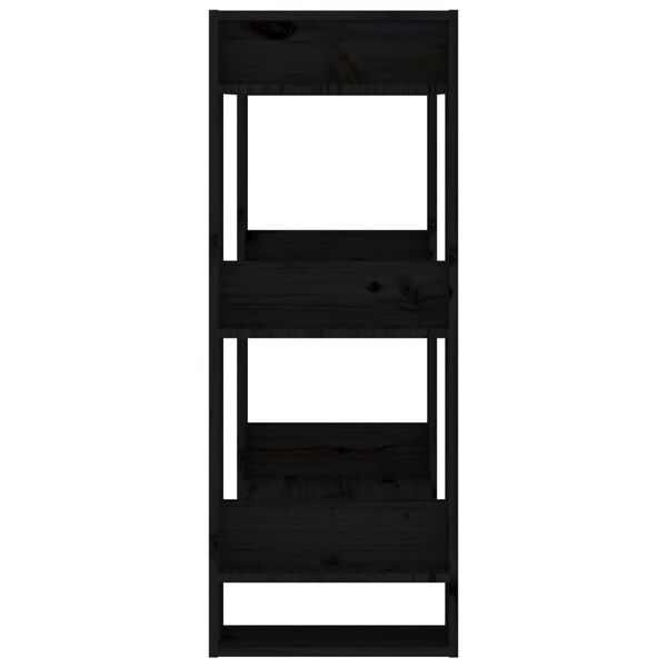 vidaXL Book Cabinet Black Solid pine wood Medium Book Cabinet