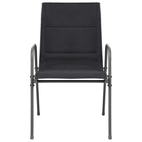 vidaXL Outdoor Chair Set of 6 Black Powder-coated steel and textilene