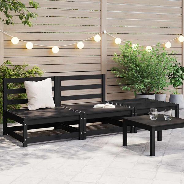 vidaXL Garden Lounge Set Black Solid pinewood Medium Modular