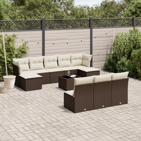 vidaXL Garden Sofa Set Brown, Cream White