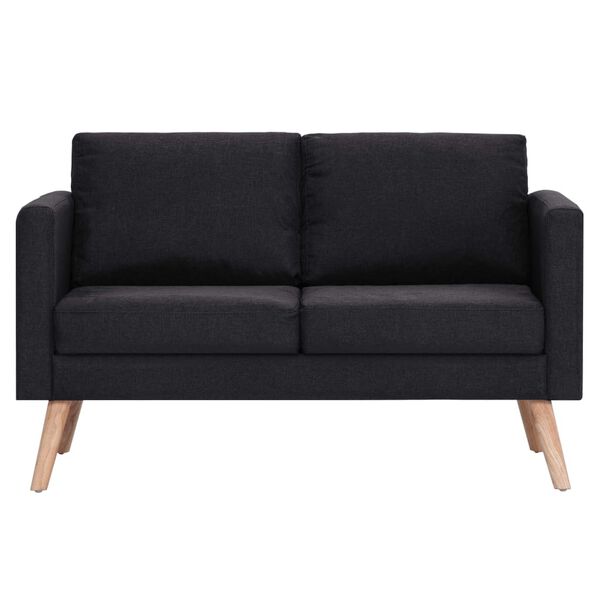 vidaXL Sofa Black Polyester, Wood 2-Seater Removable Covers Sofa