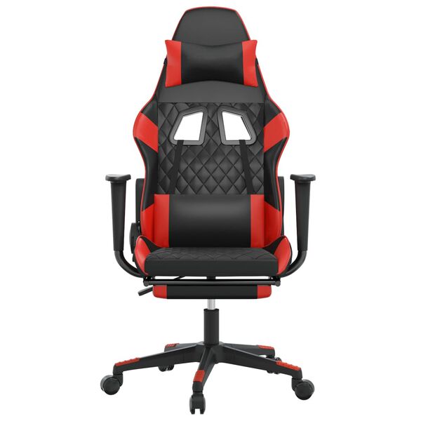 vidaXL Gaming Chair Black and Red Faux leather, Metal, Plywood Medium