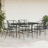 vidaXL 7 Piece Patio Dining Set Black Poly Rattan Glass