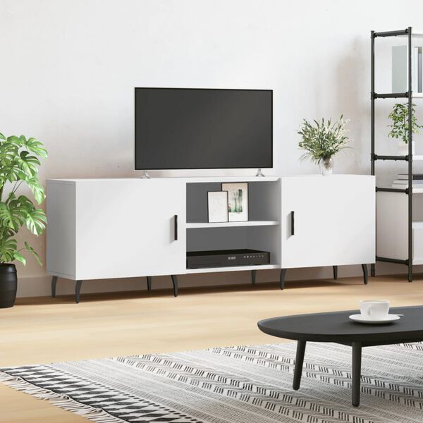 vidaXL TV Cabinet White Engineered wood and iron Medium TV Cabinet