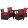 vidaXL Garden Dining Set 5 pcs Brown poly rattan