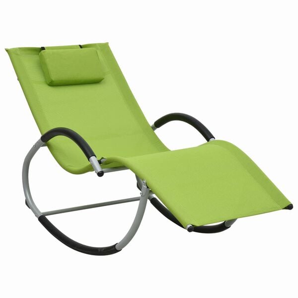 vidaXL Sun Lounger with Pillow Green Textilene