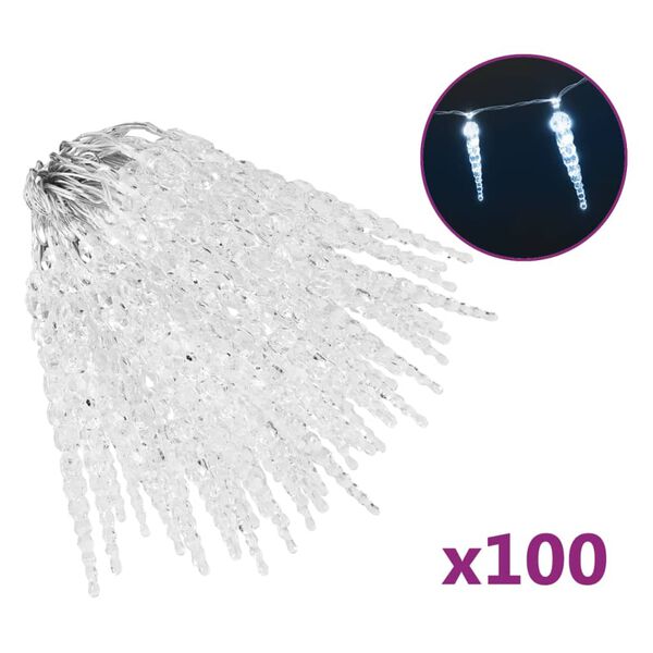 vidaXL Icicle Light Set of 100 Cold White Acrylic Small