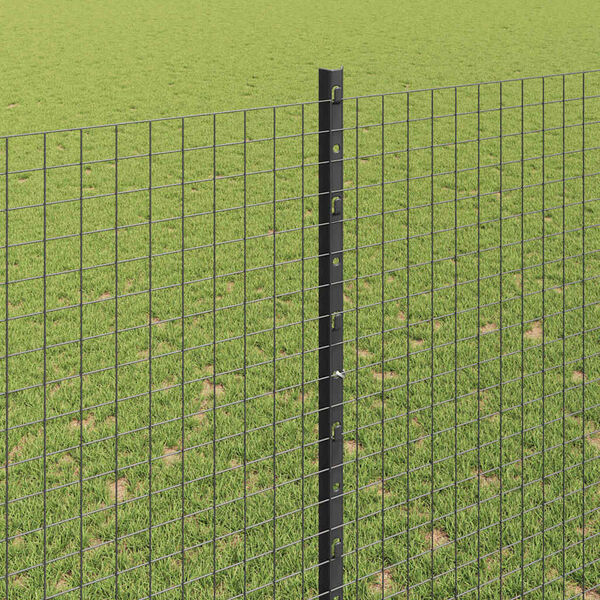vidaXL Fence with Post Grey 4.92 x 82.02 ft Steel