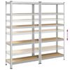vidaXL 5-Layer Storage Shelves 2 pcs Silver Steel&Engineered Wood