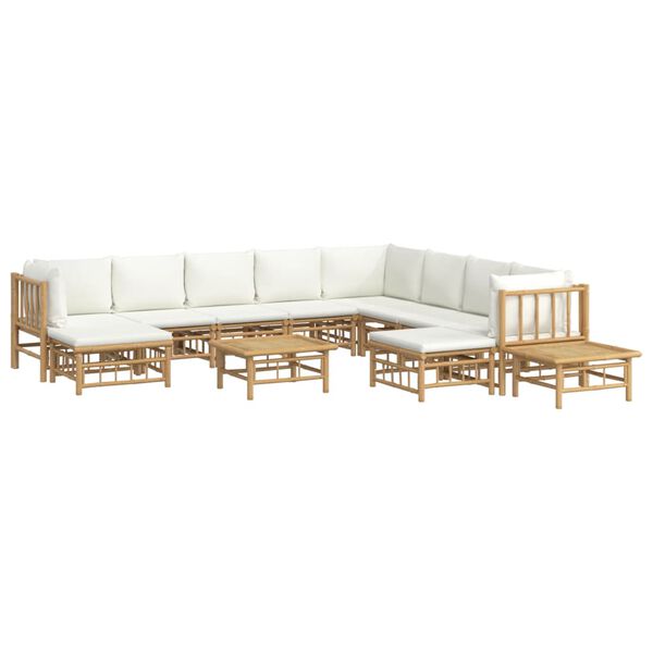 vidaXL Garden Lounge Set Cream White Bamboo Medium Modular