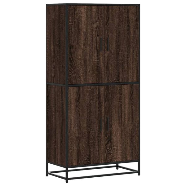 vidaXL Highboard Brown Oak Engineered Wood, Metal Standard Highboard