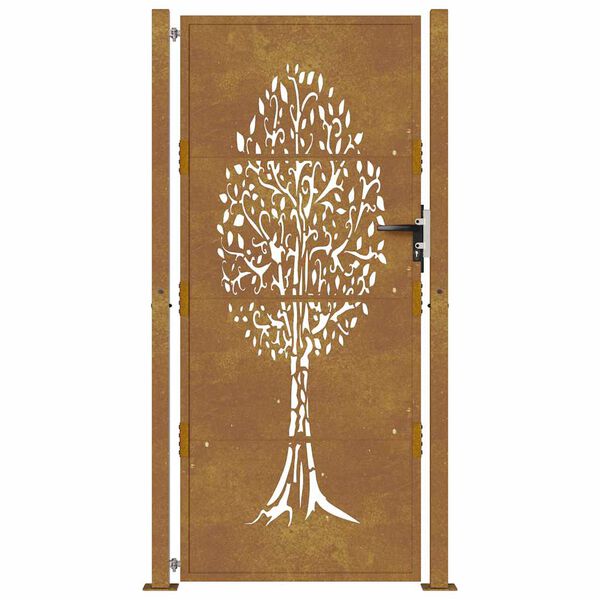 vidaXL Garden Gate 39.4x78.7" Corten Steel Tree Design