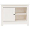 vidaXL TV Cabinet White Solid Pine Wood Medium TV Cabinet Rectangular