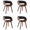 vidaXL Dining Chair Set of 4 Grey and Dark Brown Polyester and Bentwood