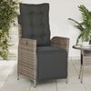 vidaXL Reclining Garden Chair Grey PE rattan, powder-coated steel, polyester