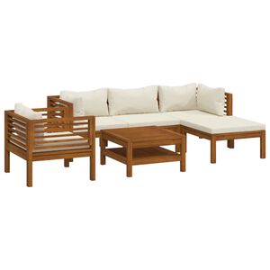 vidaXL Garden Lounge Set Cream Solid acacia wood, fabric (100% polyester)