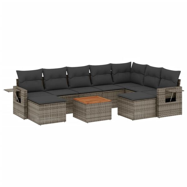 vidaXL Garden Sofa Set Grey PE Rattan Large Modular Garden Sofa Set
