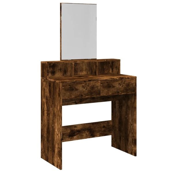 vidaXL Dressing Table Smoked Oak Engineered wood and glass