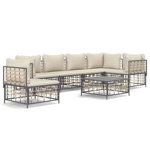 vidaXL Garden Lounge Set Anthracite Poly Rattan Large Modular