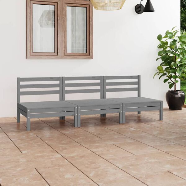 vidaXL Garden Lounge Set Grey Solid Pinewood Medium Modular