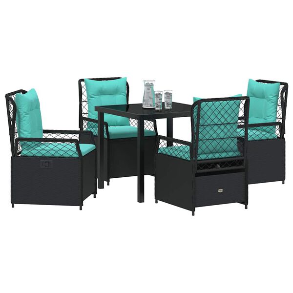vidaXL Garden Dining Set 5 pcs Black Poly Rattan