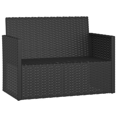 vidaXL Patio Bench with Cushions Black 41.3" Poly Rattan