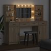 vidaXL Dressing Table Set with LED 3 pcs Sonoma Oak Engineered Wood