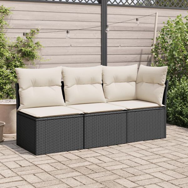 vidaXL Garden Sofa Black, Cream White
