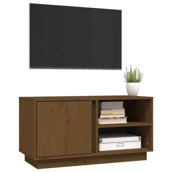 vidaXL TV Cabinet Honey Brown Solid Pine Wood Compact TV Cabinet