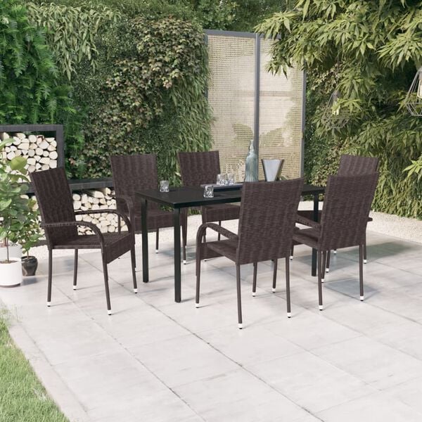 vidaXL Garden Dining Set Brown and Black