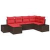 vidaXL Garden Sofa Set with Cushion 6 pcs Brown Poly Rattan