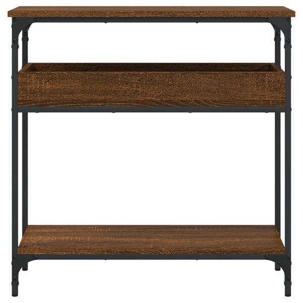 vidaXL Console Table Brown Oak Engineered Wood, Metal Adjustable Feet