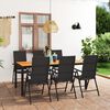 vidaXL Dining Set Black and Brown PE Rattan Multi-Position Backrest