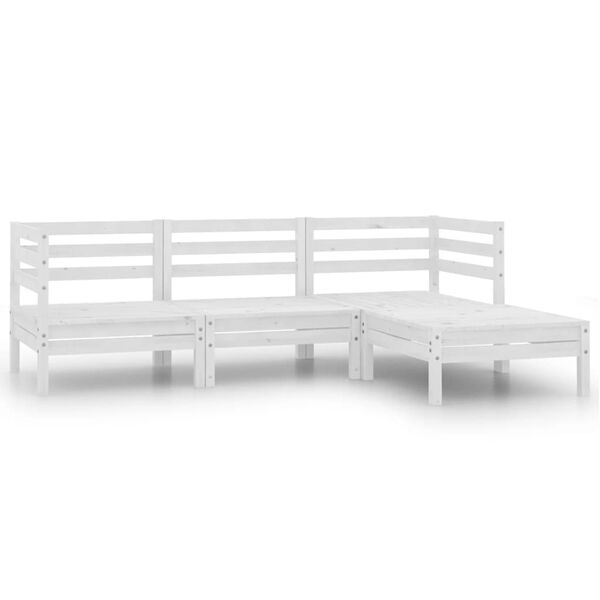 vidaXL Garden Lounge Set White Solid Pine Wood 25.0 x 25.0 x 24.6 in