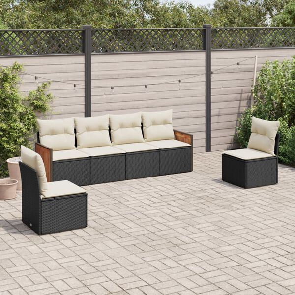 vidaXL Garden Sofa Set Black and cream white