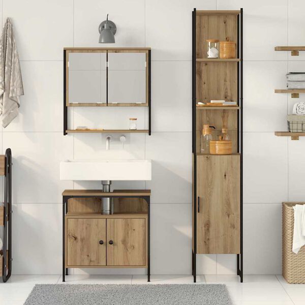 vidaXL Bathroom Furniture Set 3 pcs Artisan Oak Engineered Wood