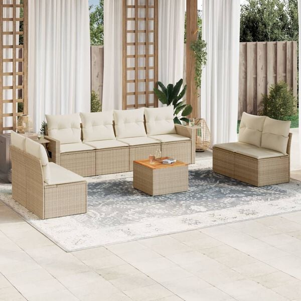 vidaXL Garden Sofa Set Beige, Cream white