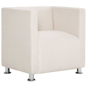 vidaXL Armchairs Cream Polyester upholstery, Wooden frame, Chrome legs