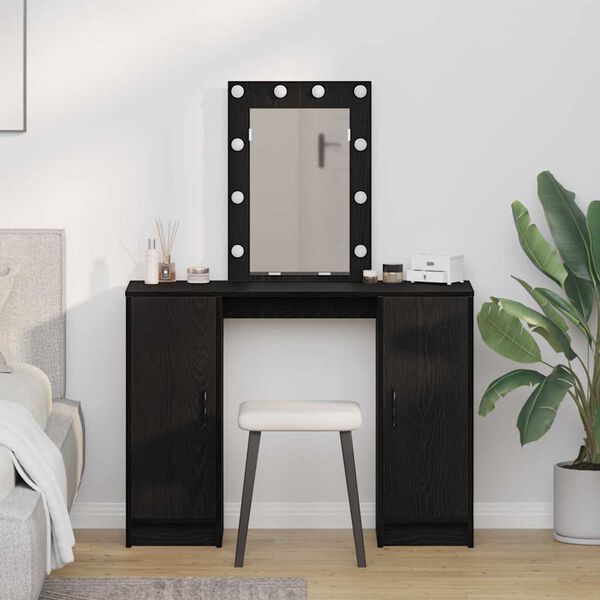 vidaXL Dressing Table Black 40.16 x 12.99 x 53.15 in Engineered Wood