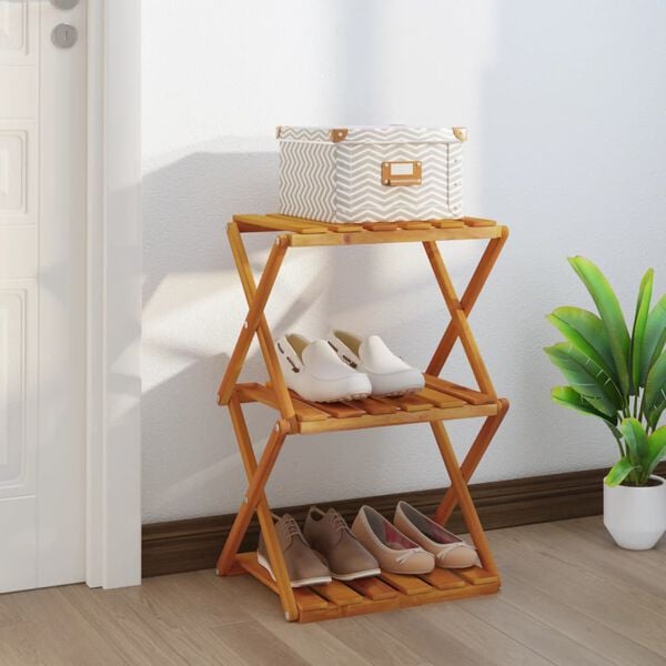 vidaXL Folding Shelf Brown Solid acacia wood Medium Foldable