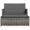 vidaXL Sofa Set Gray Poly Rattan, Powder-coated Steel, Polyester 2-seater