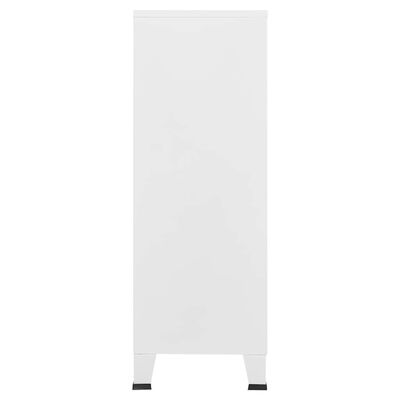 Sleek white tall cabinet with no visible hardware, front view
