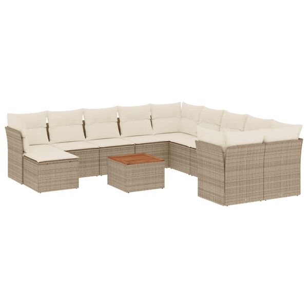 vidaXL Garden Sofa Set Beige, Brown, Cream Poly Rattan Large Modular
